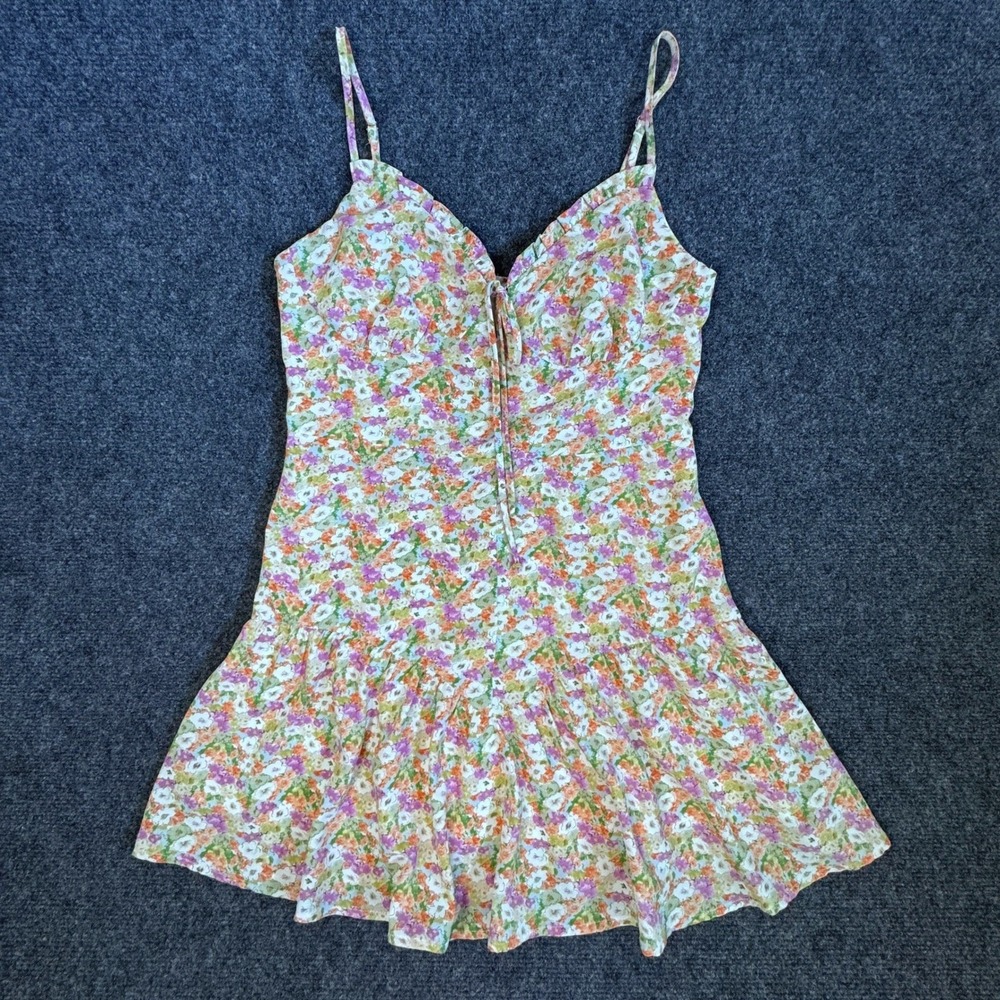 LA Hearts PacSun Floral Mini Dress Smocked‎ Back Tie Front Ruffle Hem DW214003 M